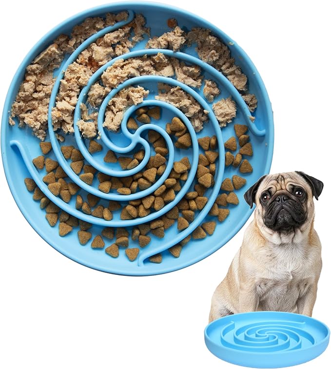 Bifeaw Slow Feeder Dog Bowls, Dishwasher Microwave Safe Silicone Puppy Puzzle Bowl with Non-Slip Design for Eating (Sky Blue)