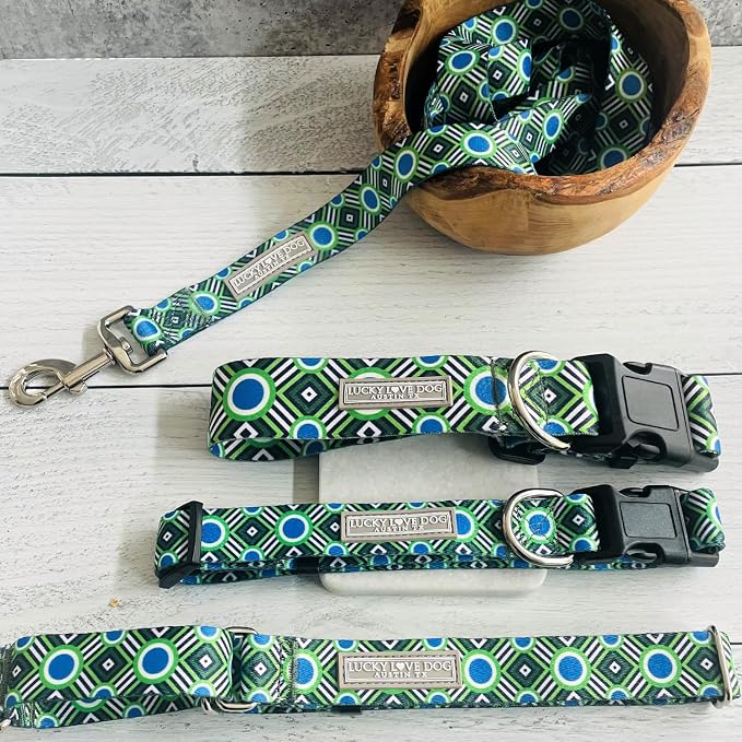 Lucky Love Dog - Easy Click Buckle Dog Collar with Leash Set Combo, Durable & Comfortable for Male & Female Dogs, Pet Collar for Small Dogs, Secure Fit - Leo Combo, XS