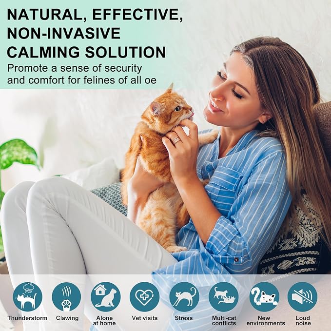 Cat Calming Pheromone Diffuser 4 in 1 Kit Cat Relaxing Pheromone Diffuser Relieve Anxiety Reduce Fighting Spraying and Scratching 48ml Refill
