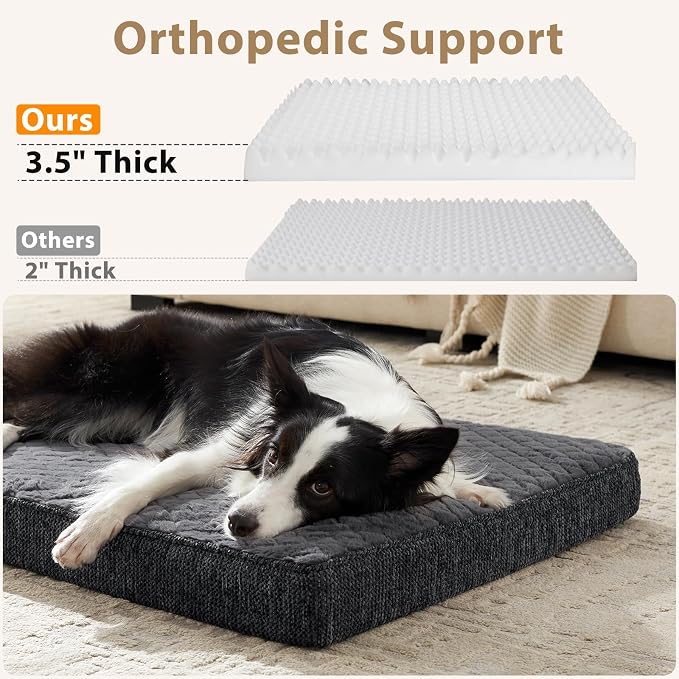 JOEJOY Orthopedic Dog Bed for Small Dogs, Washable Dog Crate Bed Small Sized with Removable Cover, Egg Memory Foam Pet Beds, Grey, 23"x17"