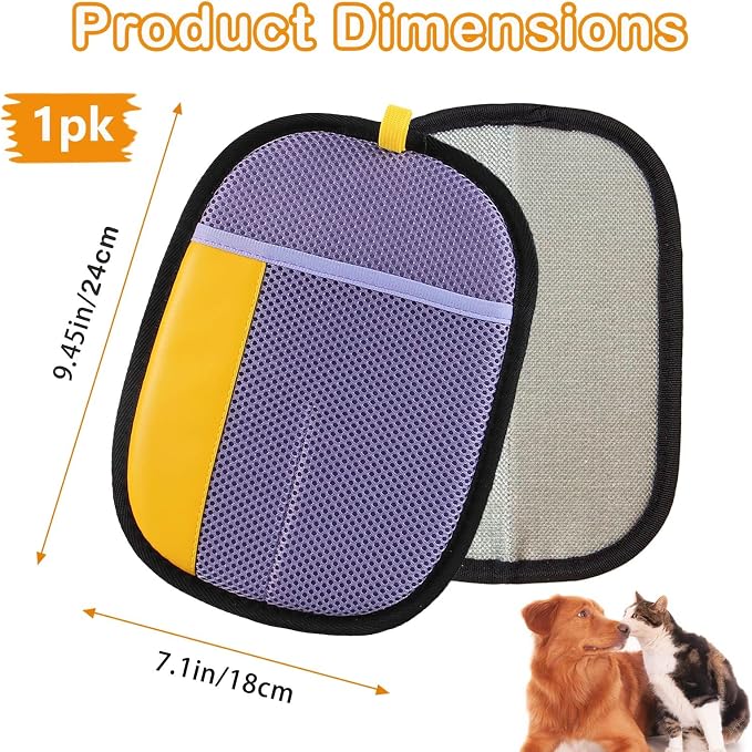 Thickened Pet Hair Removal Glove for Fabric Surfaces, Darkpurple | Easy-On 2-Finger Design; Secure Stay-Put Fit; Easy Hair Pickup; Reusable Design; Sofas, Beds, Carpets, Pet Beds and Car Seats