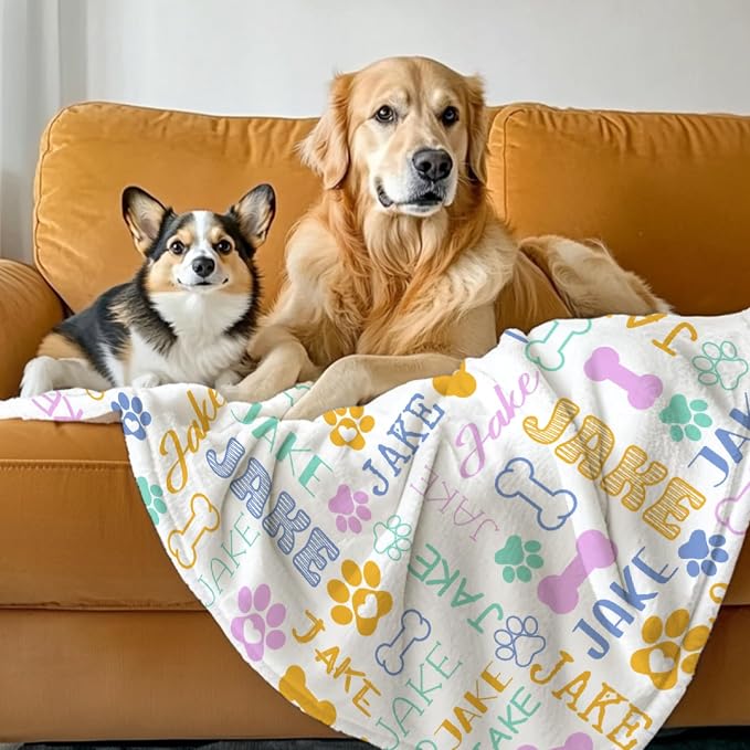 Custom Dog Blankets with Pictures, Personalized Name Blanket for Pets, Customized Pet Photo Throw,The Lightweight Blanket All-Season 40"x30"for Pet