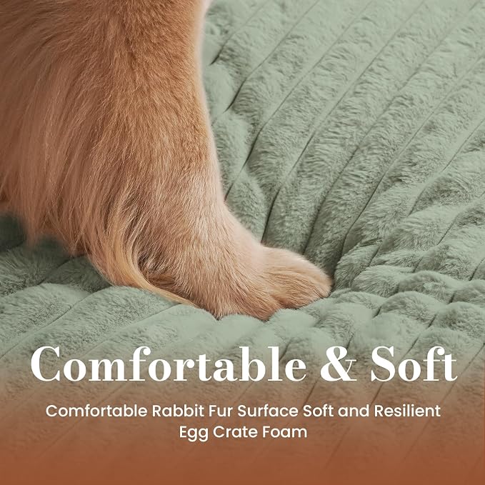 Extra Large Dog Bed for Crate, Orthopedic Dog Bed with Waterproof Lining, Soft Short Plush Surface & Egg Crate Foam, Machine Washable Pet Bed with Removable Cover & Anti Slip Bottom