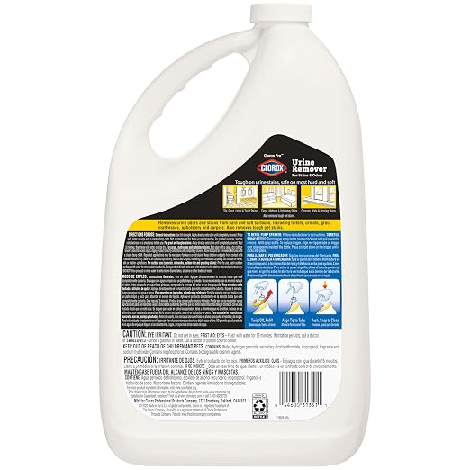 CloroxPro Urine Remover for Stains and Odors Refill, 128 Ounces (Package May Vary) | Works on Hard and Soft Surfaces, Use on Toilets, Urinals, Rugs, Tile, Grout, Mattresses and Upholstery