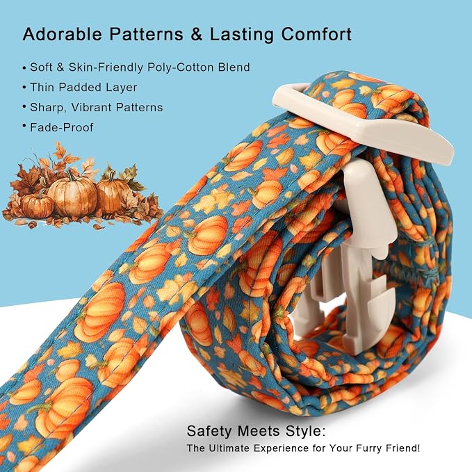 Fall Dog Collar Cute Autumn Pumpkin Puppy Collar - Light Comfortable Adjustable Pet Collars for Small Medium Large Girl Boy Dogs M