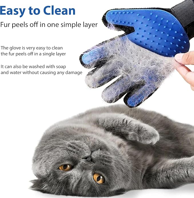3-in-1 Pet Grooming Kit – Pet Deshedding Glove, 360° Silicone Finger Toothbrush, and Professional Dog Nail Clippers with File – Complete Grooming Set for Cats & Dogs with Short or Long Fur