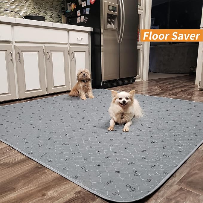Dog Pee Pad Washable 65x48 Large, Fast Absorption Reusable Puppy Pads | Waterproof, Non-Slip, Bone Print, Pet Training Pads for Whelping, Dog Playpen, Incontinence, Housebreaking