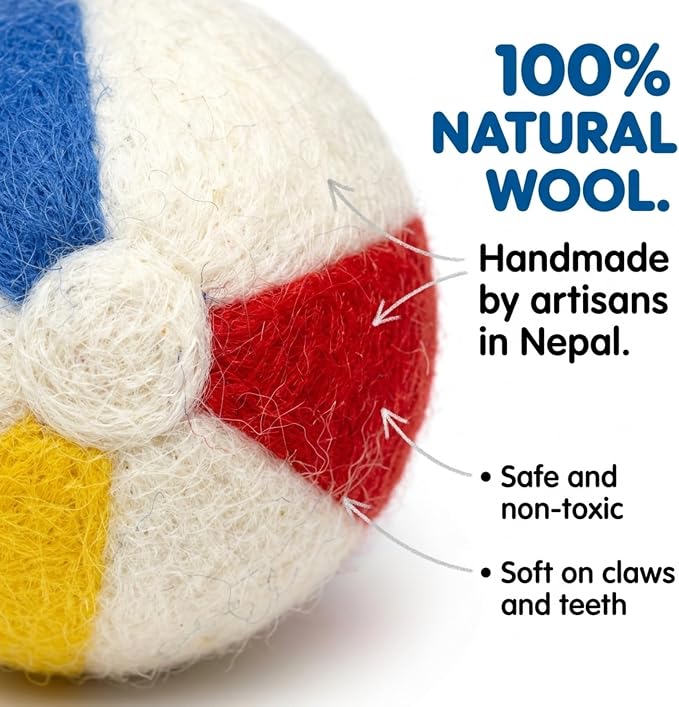 Glaciart One Wool Balls for Cats 5 Pack Sports Design, Felt Balls for Cats, Wool Cat Toys for Indoor Cats & Kittens, Handmade Natural Interactive Cat Toys for Play & Exercise