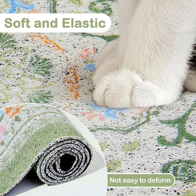 Glittme Cat Litter Mat, 33"x22" Non-Slip Washable Trapping Mat for Cats | Litter Trapping Mat With Thick PVC Coil To Catch Scatter, Soft On Paws And Waterproof Bottom To Protect Floors