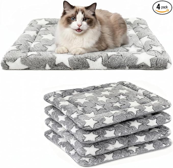 Dog Bed Mat 4 Pcs - Reversible Dog Crate Bed Mats, Soft & Breathable Kennel Pad, Durable Crate Bed for Dogs & Cats