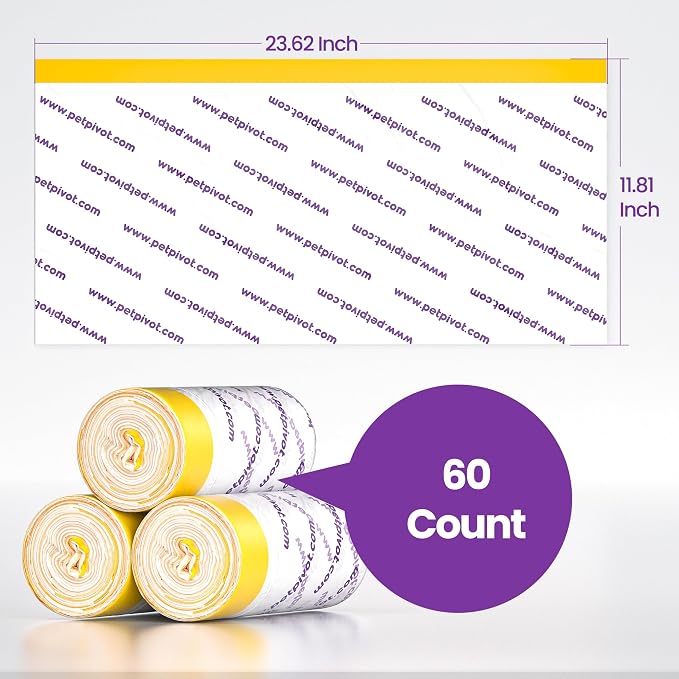 PetPivot Litter Box Liners for AutoScooper 11 Open Top Self Cleaning Litter Box, 3 Rolls 60 pcs