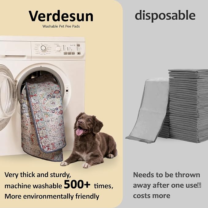Washable Pee Pads for Dogs, Reusable Puppy Potty Training Pads, Ultra-Absorbent Thick Waterproof Leak-Proof Non-Slip Pads & Mat for Crate, Playpen, Floor, Whelping & Housebreaking , 2 Pack 48"x72"