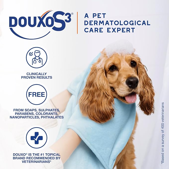 Douxo S3 PYO Medicated Dog Shampoo with 3% Chlorhexidine for Dogs – Antibacterial & Antiseptic Yeast Infection Treatment For Dogs & Cats, Clinically Proven, 6.7 fl oz