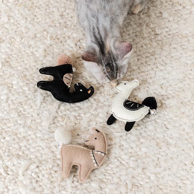 Fringe Studio Llamas JUST SAY Cat Toy Mini Sets of 3, PetShop Collection (904048)