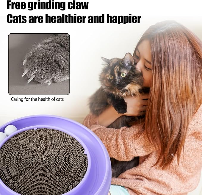 Round Cat Scratcher Replacement Pads, 10 inch Diameter, 2PCS | Circle Scratcher Pad, Cardboard Refill, 7/8 inch Thickness