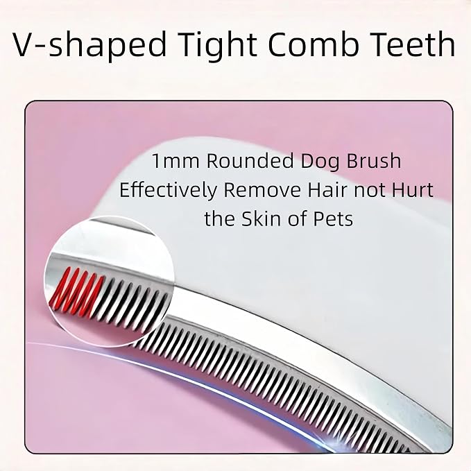 White Large Deshedding Dog Brush - V-Shape Curved Pet Comb with Dense Teeth, Effective Grooming for Shedding Control,Wonderful Gift for Big Breed Owners