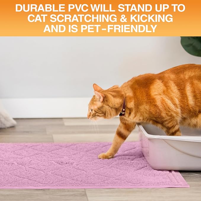 Neater Pets Neater Mat Cat Litter Mat, Thick & Durable Cat Mat for Litter Box, Trapper Pad Catches Mess to Protect Indoor Floors, Soft on Kitty Paws, Anti-Skid Grip Backing, Easy to Clean, Pink