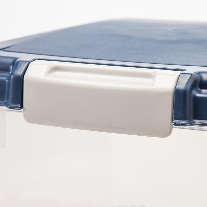 IRIS USA Dog Food Storage Container, Up to 30 lbs, Navy/Pearl, Made in USA | Wheels for Mobility, Airtight Seal, BPA-Free, Best for Bird Seed, Cat food, Cat Litter, Chicken Feed, Pellets