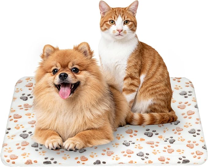 Dog Bed Mat,Soft Dog Kennel Pad with Cute Pattern (White Paw, XXL) | Multi-Size Durable & Machine Washable,Pet Pad for Dogs & Cats