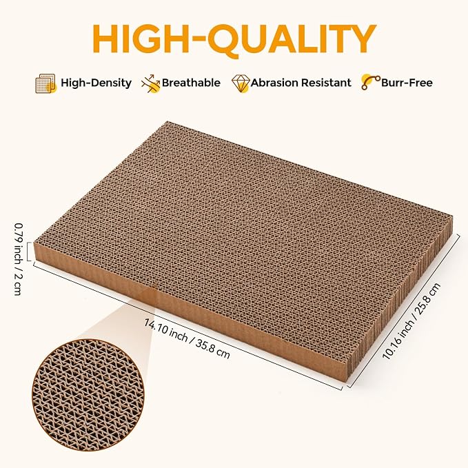 AUSCAT Cat Scratcher Box with 6PCS Cat Scratching Board, Cardboard Cat Scratchers for Indoor Cats, Reversible Cat Scratch Pads for Small Medium Kittens, 14.6" L x 10.7" W x 5.2" H