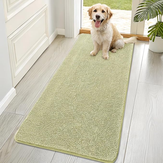 OLANLY Dog Door Mat for Muddy Paws 70x32, Super Absorbent Chenille Mud Mat | Vanilla, Absorbs Moisture and Dirt, Non-Slip Machine Washable Doormat, Quick-Drying Indoor Entryway Floor Carpet for Dogs