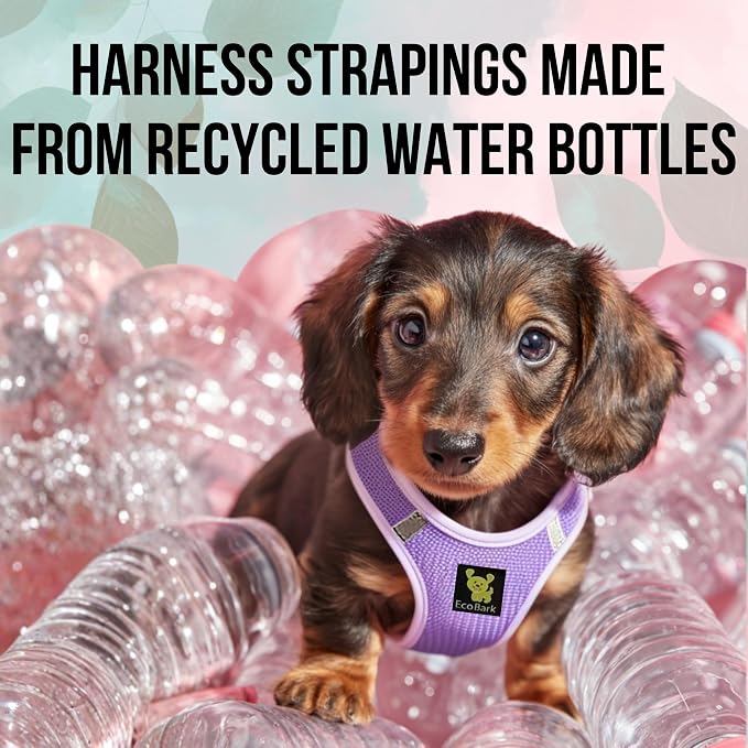 EcoBark Step in Dog Harness - Eco-Friendly Dog Harnesses for Small and Medium Breed Dogs - Reflective and Adjustable Body Halter Vest - Soft Mesh Toy Breed Harness (Lavender, Large)