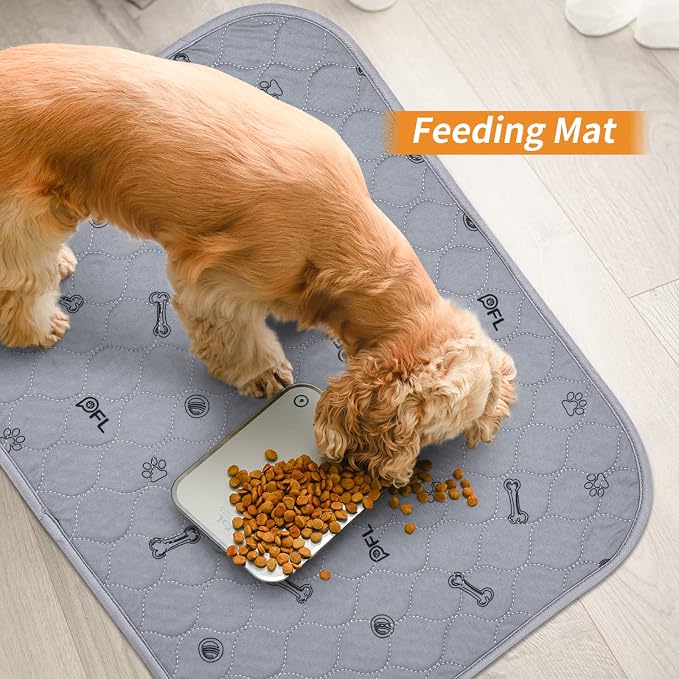 Washable Pee Pads for Dogs, 4 Pack Absorbent Puppy Training Pads 34x36 | Reusable, Non-Slip, Waterproof, Bone Print, Whelping Pads for Pet Training, Playpen, Crate, Potty Training, Housebreaking