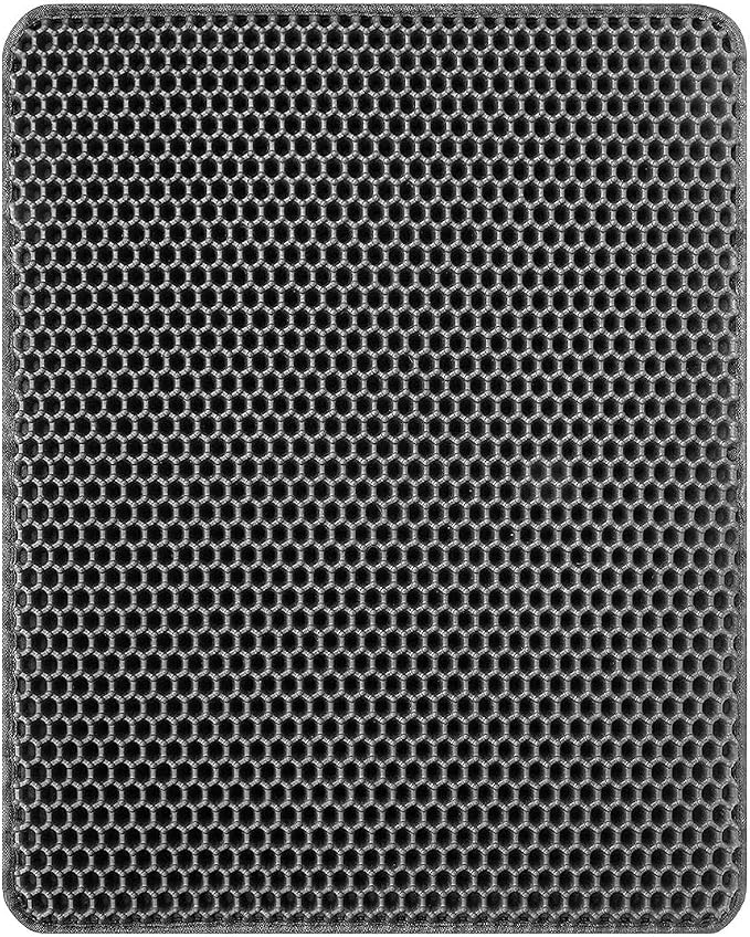 Cat Litter Mat Double Layer Waterproof Urine Proof Trapping, Gray, 30x22 Inch, Honeycomb Pattern, Eva Foam