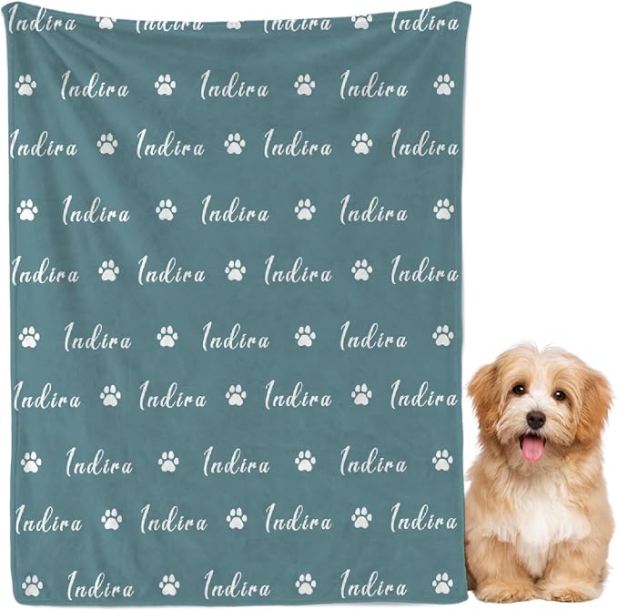 Custom Dog Blankets with Pictures, Personalized Name Blanket for Pets, Customized Pet Photo Throw,The Lightweight Blanket All-Season 50"x40"for Kids