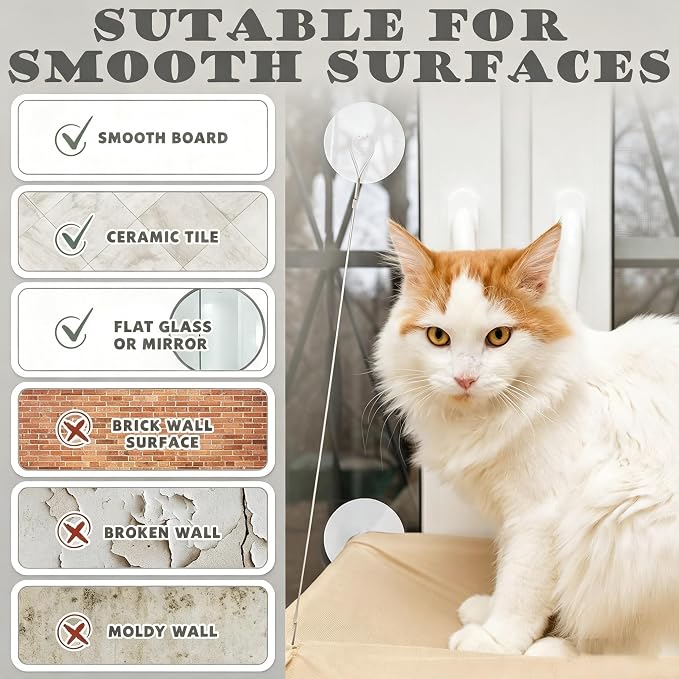 Cat Window Perch Suction Cup Replacement Accessories Clear Strong Suction Cup with Stainless Steel Screw Nuts, Set of 4 (Clear)