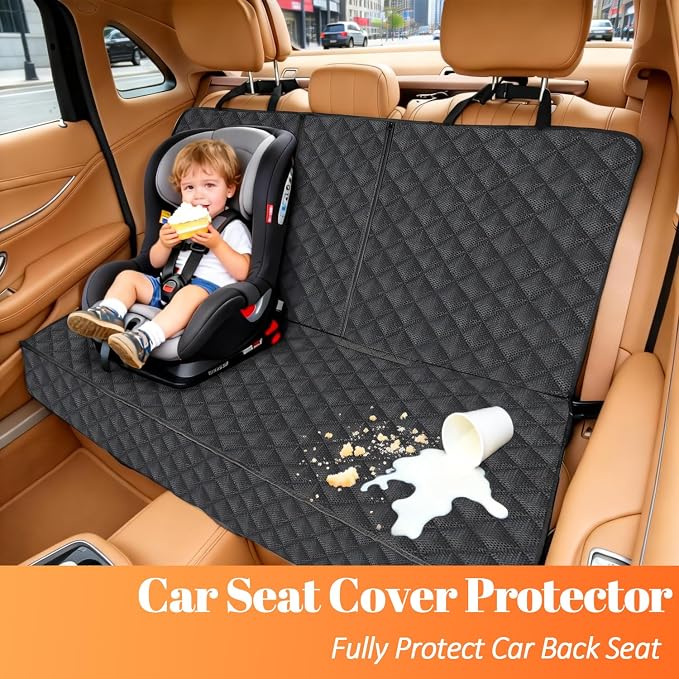 JSTHT Dog Seat Cover, 100% Waterproof Bench Seat Cover Protector Scratch Proof Nonslip Durable Soft Pet Back Seat Covers for Cars Trucks & SUV