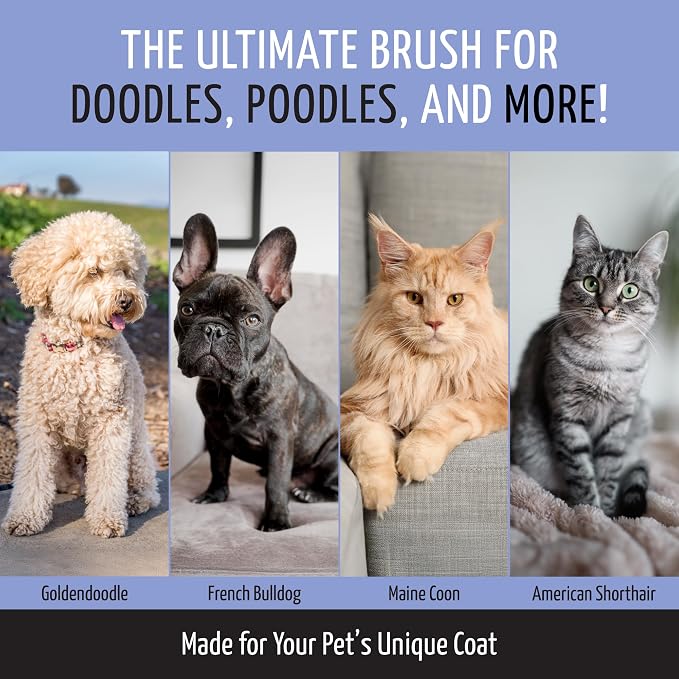 Tauro Pro Line Deshedding Slicker Brush for Dogs & Cats, Soft Pins for Gentle Dematting & Detangling, Grooming Tool for Long & Wavy Coats, Ideal for Doodles, Non-Slip Grip, Purple, Small Size (S)