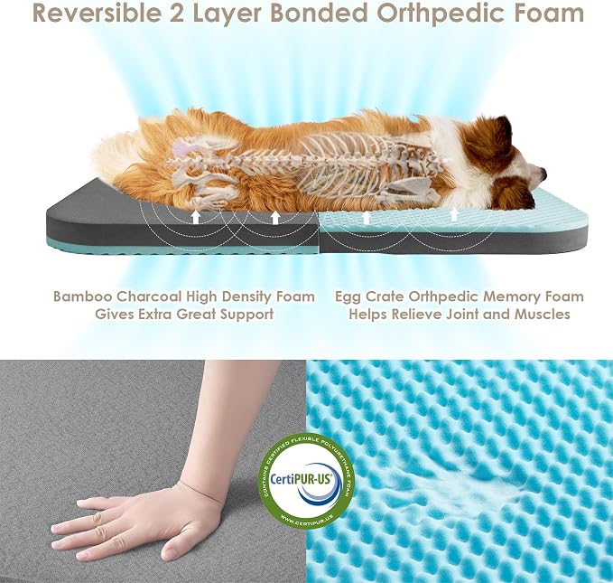 EHEYCIGA Foldable Human Dog Bed, 72"x44"x11" Orthopedic Memory Foam Human Sized Dog Bed, Waterproof Pet Bed for People, Faux Fur Pet Couch for Adult with Non-Slip Bottom, Black