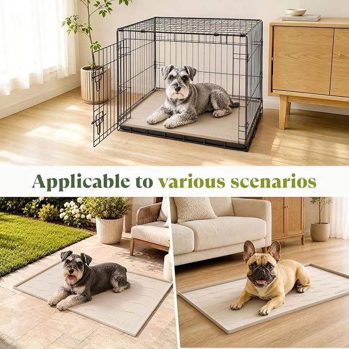 Songrey Thick Silicone Mat, Dog Bed for Crate, Dog Crate Pad, Washable and Anti-Slip