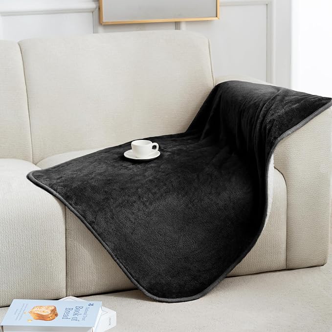 gogobunny Waterproof Pet Blanket for Small Dogs and Cats, Reversible Sherpa Fleece Soft Plush Throw for Couch Protection, Washable Furniture Protector (Black, 30x40 inches)