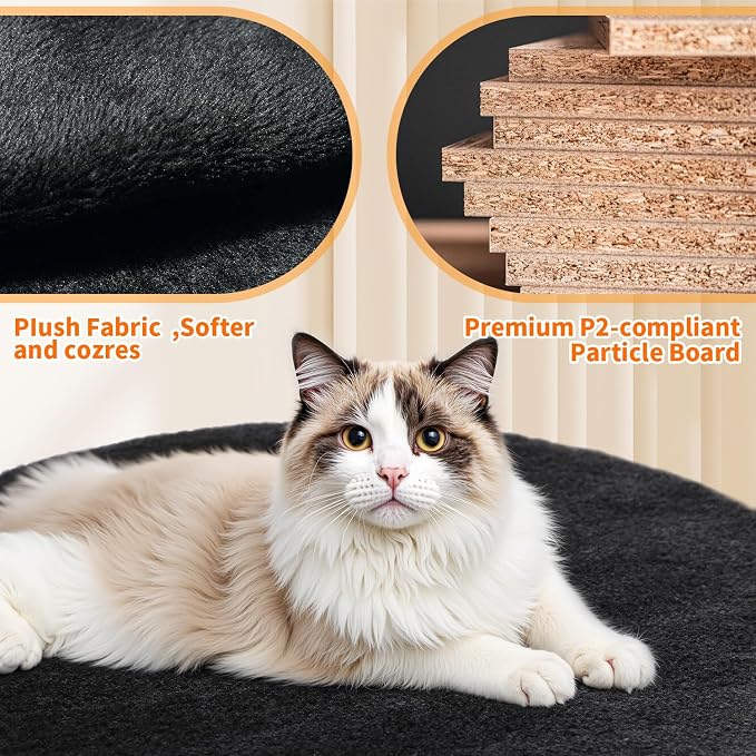 FDW Cat Tree 54in Cat Tower Multi-Level Durable Cat Scratching Post & Cozy Fun Cat Jumping Platform Space Saving Cat Condo Pet Play House for Indoor Cats,Grey