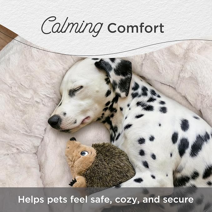 Best Friends by Sheri The Original Calming Donut Dog Bed for Large Dogs up to 100 lbs, Lux Faux Fur, Oyster, Large, 36" x 36"