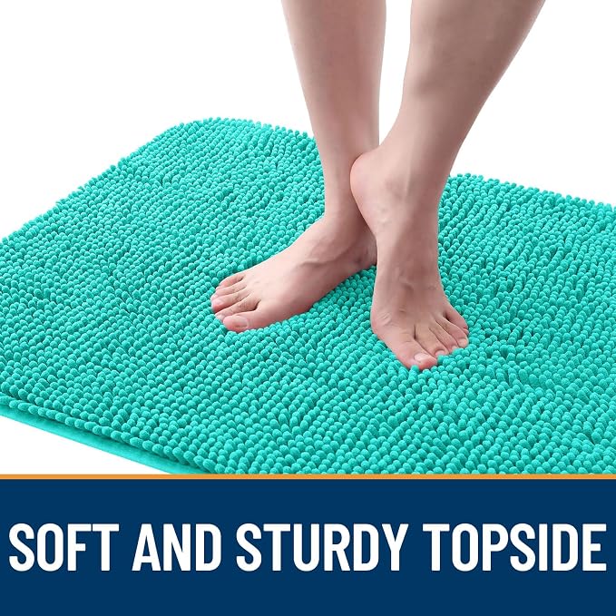 OLANLY Dog Door Mat for Muddy Paws 40x24, Super Absorbent Chenille Mud Mat | Teal, Absorbs Moisture and Dirt, Non-Slip Machine Washable Doormat, Quick-Drying Indoor Entryway Floor Carpet for Dogs