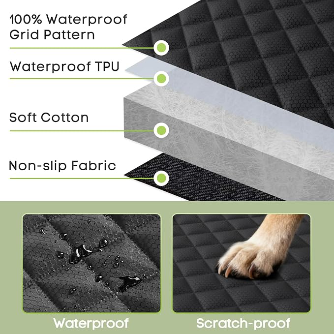 Dog Car Seat Cover for Trucks, Heavy Duty Rear Bench Cover for Ford F150/Chevrolet Silverado 1500/Ram 1500/GMC Sierra 1500, Waterproof Nonslip Pet Back Seat Cover for Dogs