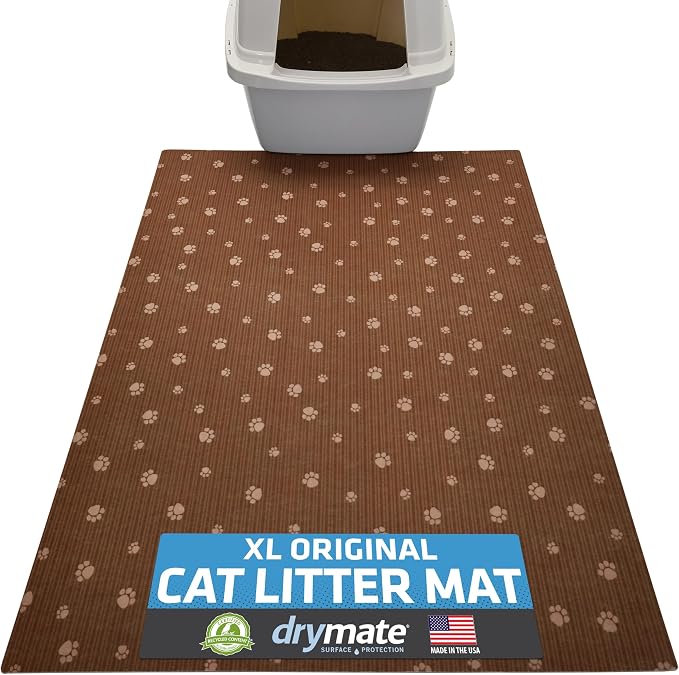 Drymate Cat Litter Box Mat, Litter Trapping Mat, Brown, 28x36 XL | Waterproof, Urine-Proof, Absorbent, Machine Washable, Soft on Paws, Contains Mess, Protects Floors, Kitten Supplies, USA Made