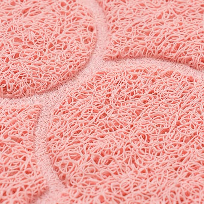 Cat Litter Box Mat, Kitty Premium PVC Pad, Durable Trapping Rug, Phthalate Free, Urine-Resistant, Scatter Control, XXL 47 x 36 Inch, Baby Pink