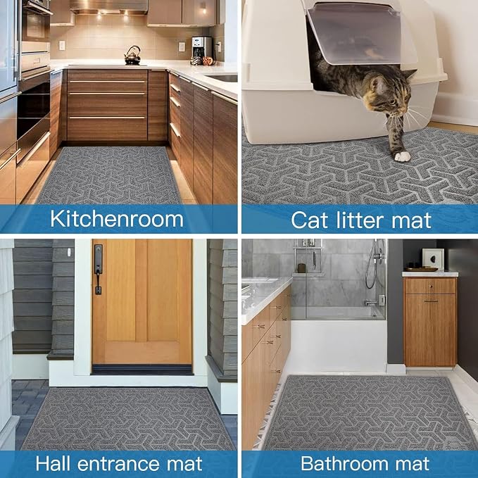 UPSKY Waterproof Cat Litter Mat Large 35" x 47" Soft on Kitty Paws, Gray | Litter Box Mat, Cat Litter Mat Litter Trapping Mat, Waterproof Scatter Control, For Indoor Cats, Easy to Clean