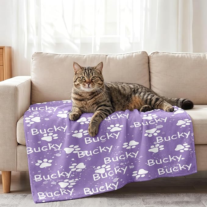 Personalized Dog Blanket, Customized Pet Blankets with Name Picture, Throw Blanket for Small Medium Large Dog Puppy Cat