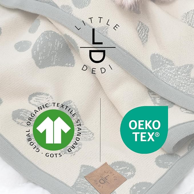Baby & Pet Blanket 100% Cotton with Sherpa Fleece – Soft Stroller & Cuddle Blanket for Baby, Dog & Cat – Breathable, Hypoallergenic, Washable – 76×96 cm All-Season Blanket Reed Green Beige