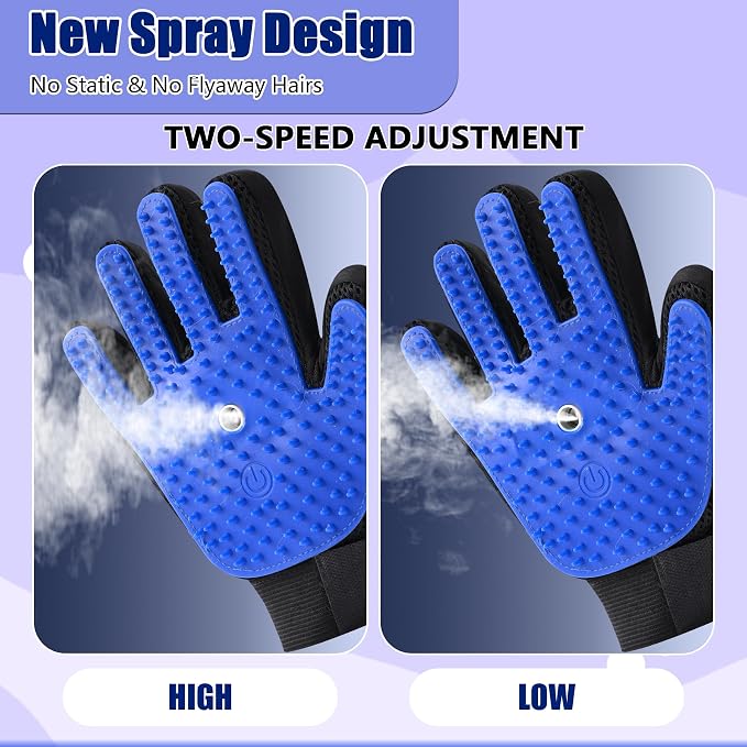 Pet Steam Grooming Gloves, Cat Grooming Steam Gloves, Dog Washing Gloves, Pet Grooming Gloves for Dogs & Cats, Deshedding Steam Brush, Dog Hair Remover Massage Glove