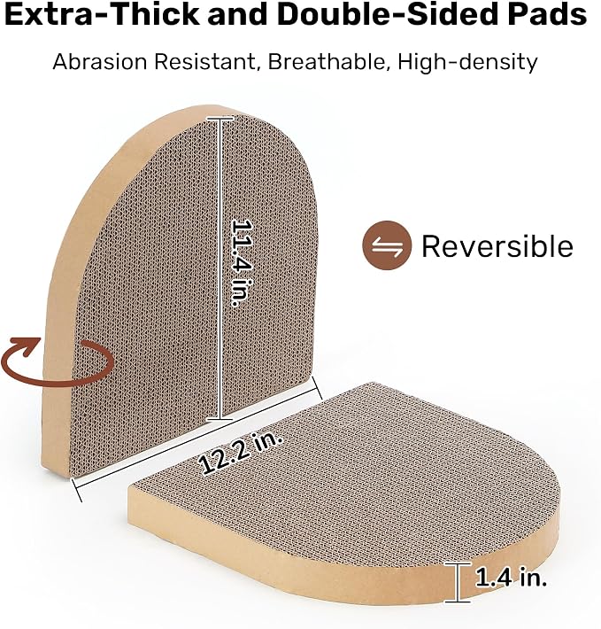 FUKUMARU Cat Scratcher, 24 Inch Sofa Shape Cat Scratcher Couch Bed, Reversible Detachable Cats Scratching Board, Round Cats Scratch Pads Refill Indoor, Dark Grey