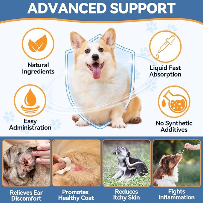 2PCS Yeast Infection Treatment for Dogs, Support Healthy Itch Relief, Ear Paw Discomfort Care, Itch Relief for Dog, Allergy Supports, Inflammation Relief for Dogs, Bacon Flavor 60ml
