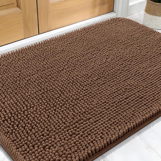 OLANLY Dog Door Mat for Muddy Paws 30x20, Super Absorbent Chenille Mud Mat | Mocha, Absorbs Moisture and Dirt, Non-Slip Machine Washable Doormat, Quick-Drying Indoor Entryway Floor Carpet for Dogs