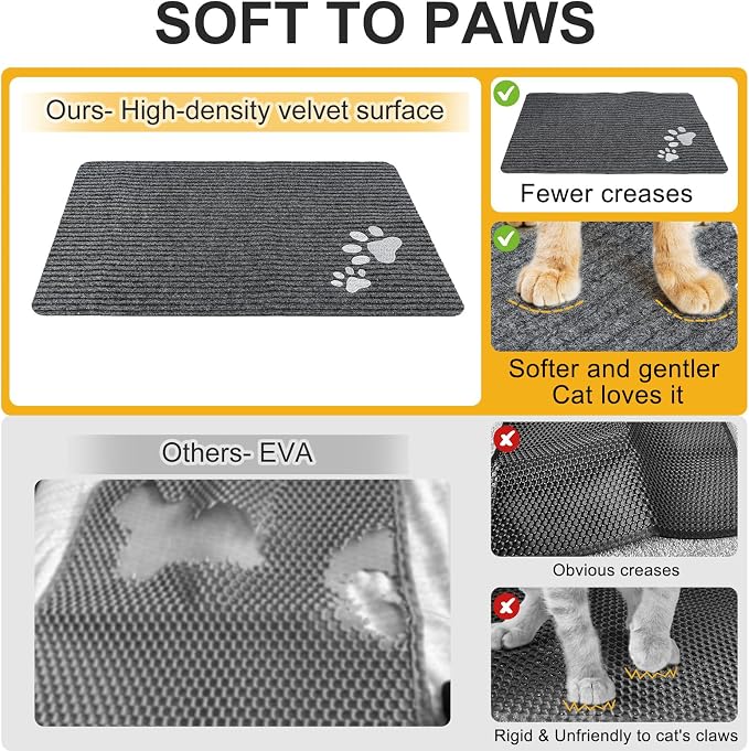 BEAUTYZOO Cat Litter Mat, 32" x 45" Large Litter Trapping Mat, Waterproof | Scatter Control, Absorbent Urine‑Proof, Soft On Paws, Non‑Slip, Machine Washable, For Indoor Cats & Kittens, Floor Use