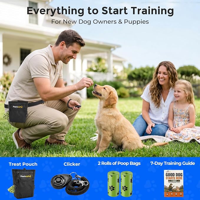 Dog Treat Pouch for Pet Training, One-Hand Magnetic Closure, Hands-Free Treat Bag with Silicone Liner, No Mess No Smell